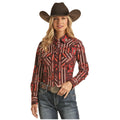 Rock & Roll Denim Women's Burgundy with Red and Orange Aztec Print