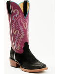 JUSTIN WOMEN'S BREAKING NEWS SUEDE WESTERN BOOTS W/MULTI-COLOR STITCHING- SQUARE TOE