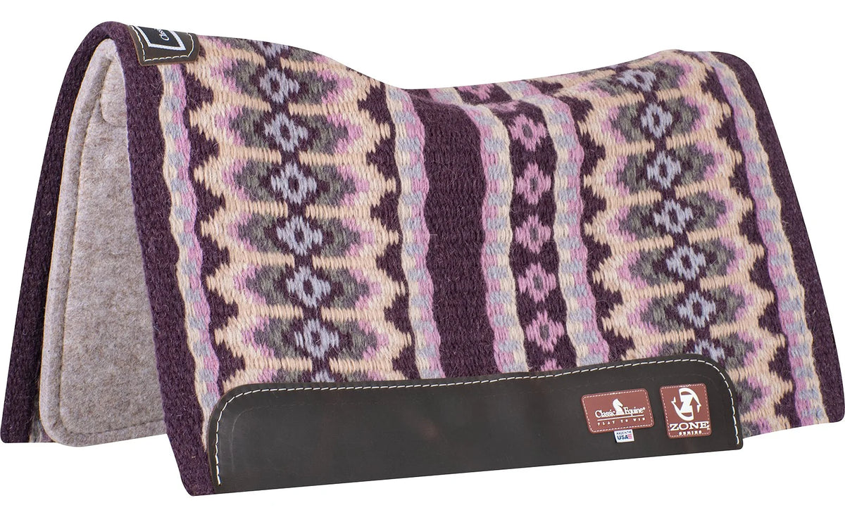 Classic Equine ESP Blanket Top Contoured Saddle Pad 30"X34"X3/4"- Mulberry/Lavender