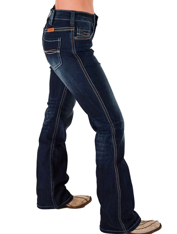 COWGIRL TUFF COMPANY NATURAL WAIST COMPETITOR DARK WASH JEANS