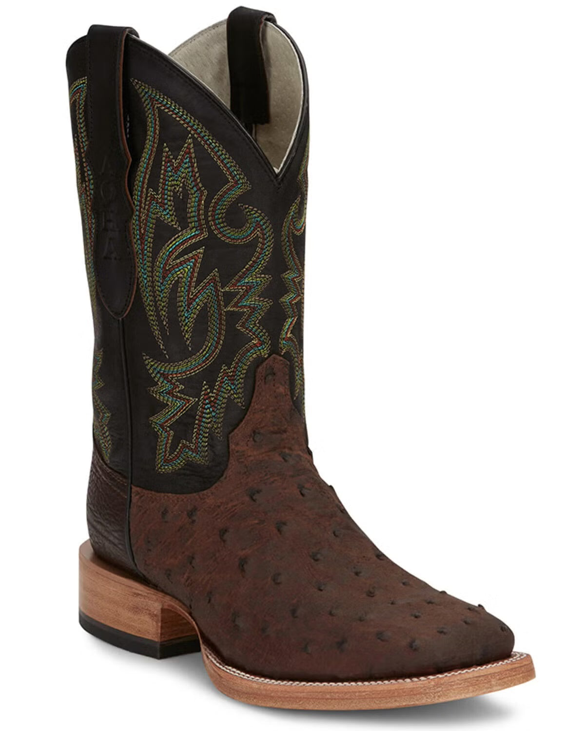 JUSTIN MEN'S KING KANGO EXOTIC FULL-QUILL OSTRICH WESTERN BOOTS - BROAD SQUARE TOE