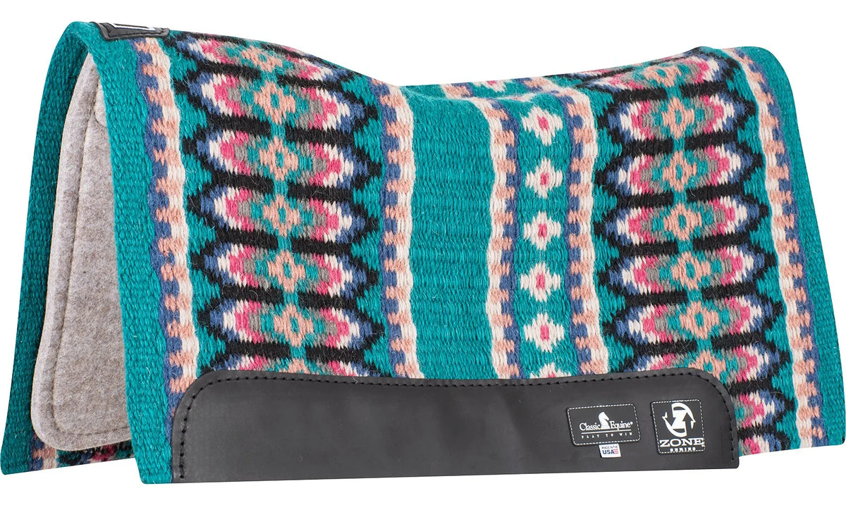 Classic Equine ESP Blanket Top Contoured Saddle Pad 30"X34"X3/4" - Teal/Cashmere