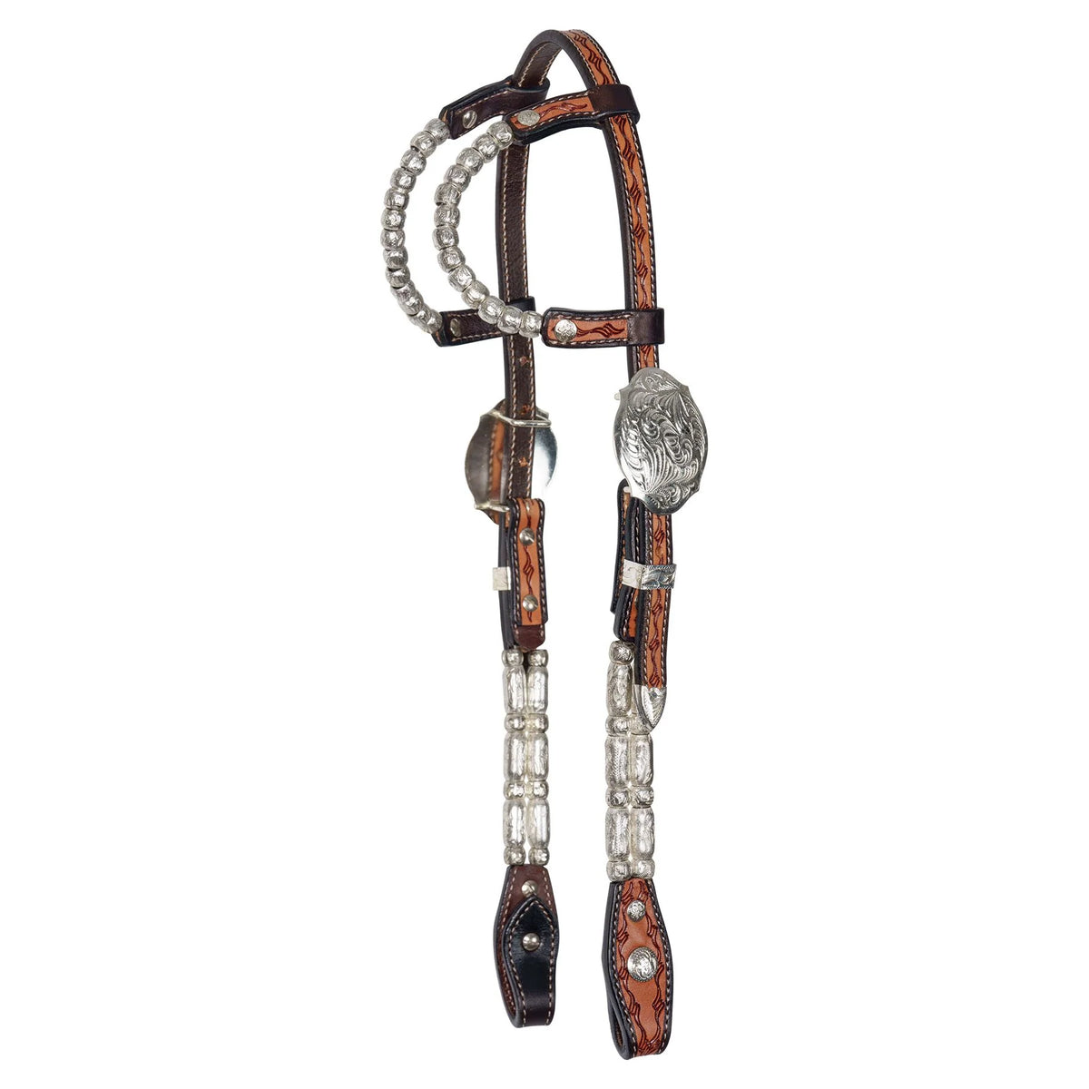 Billy Royal Two Ear Wave Leather Show Headstall w/Silver