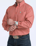 Cinch Men's Long Sleeve Red Geometric Shirt