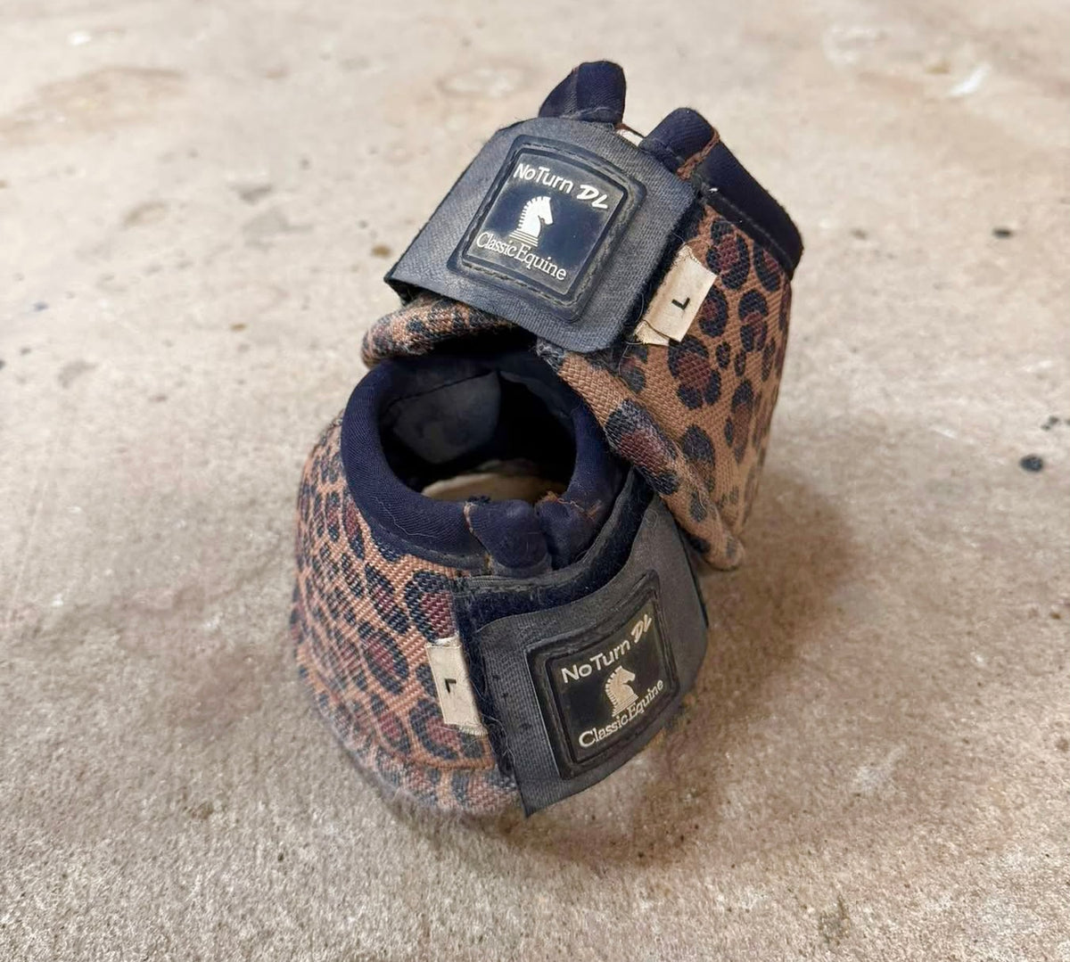 Classic Equine Dy-No Turn Bell Boots, Cheetah, Large