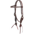 MARTIN SADDLERY CHOCOLATE ROUGHOUT BROWBAND HEADSTALL WITH ROSETTES STRINGS