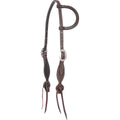 MARTIN SADDLERY CHOCOLATE ROUGHOUT SINGLE EAR HEADSTALL WITH ROSETTE STRINGS
